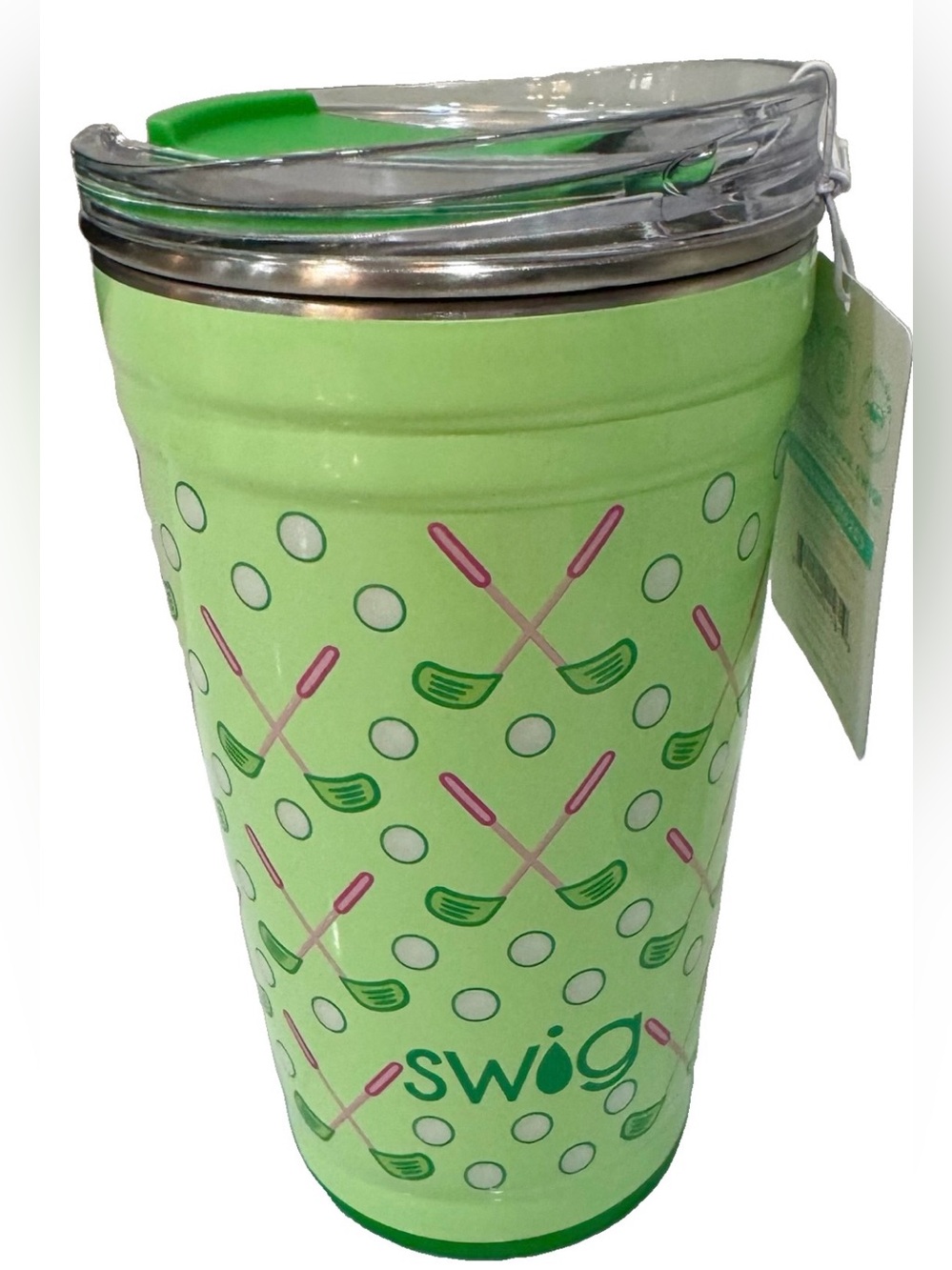 Swig Life Tee Time 24 oz Stainless Steel Party Cup Green  Golf Clubs & Balls New